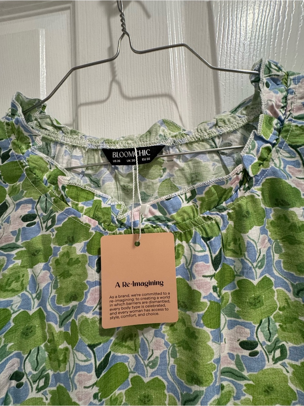 BloomChic Green Floral Short-Sleeve Men’s Shirt with Blue and Cream Accents - Picture 2 of 2
